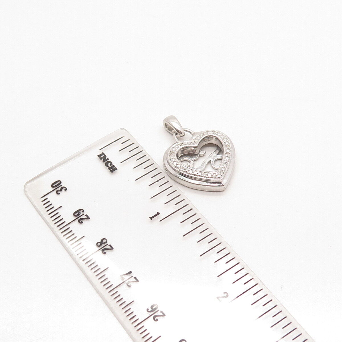 925 Sterling Silver SAI Real Diamond Heart Picture Frame Pendant