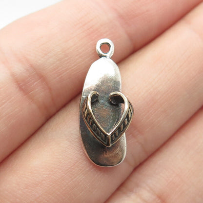 925 Sterling Silver Vintage Flip Flop Charm Pendant