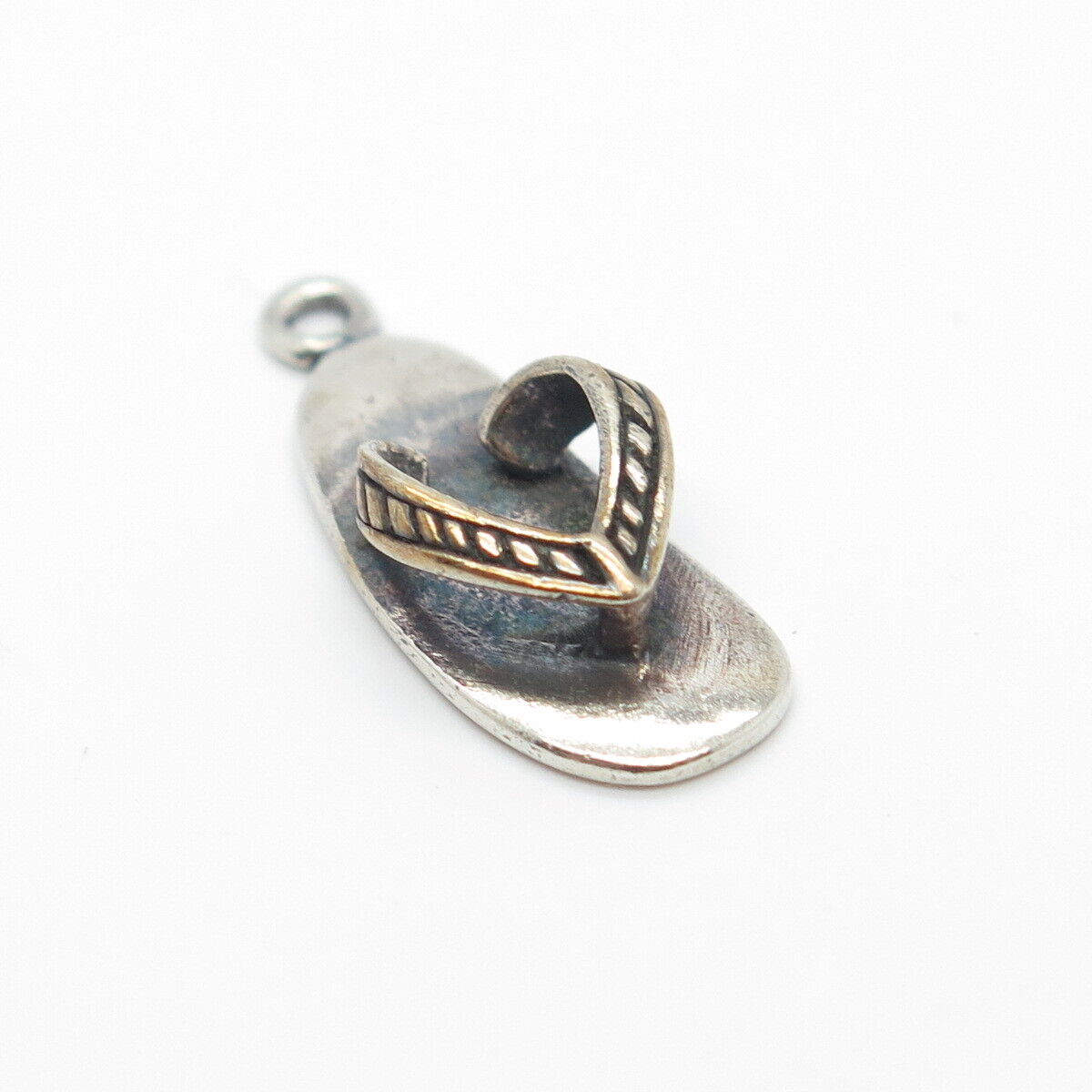 925 Sterling Silver Vintage Flip Flop Charm Pendant