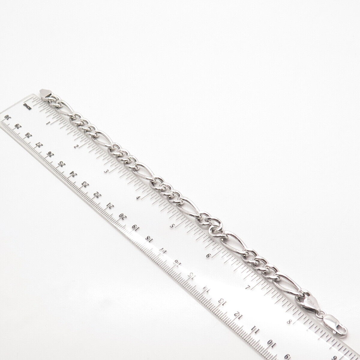 925 Sterling Silver Italy BSI Figaro Link Bracelet 8.5"