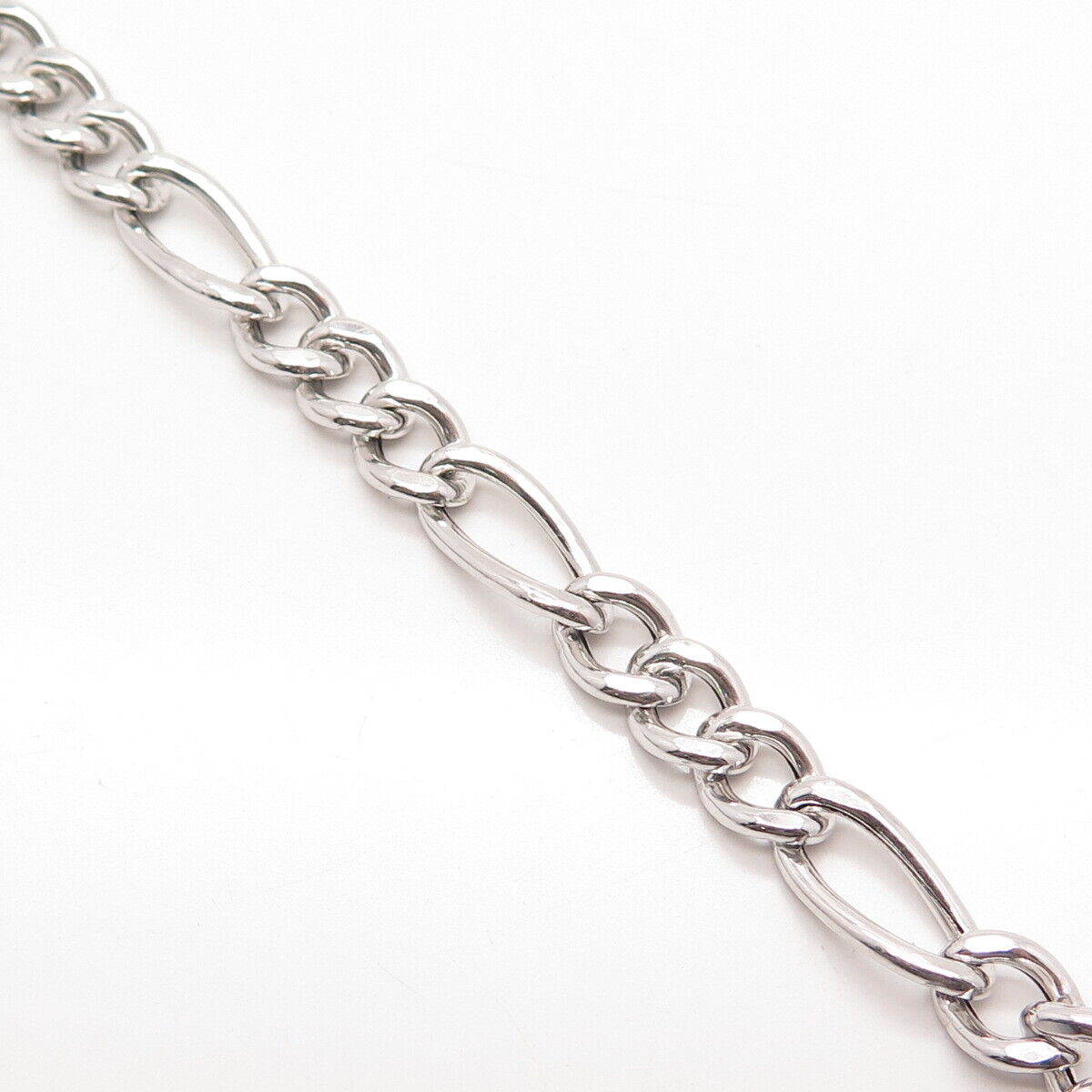 925 Sterling Silver Italy BSI Figaro Link Bracelet 8.5"