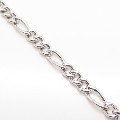 925 Sterling Silver Italy BSI Figaro Link Bracelet 8.5"