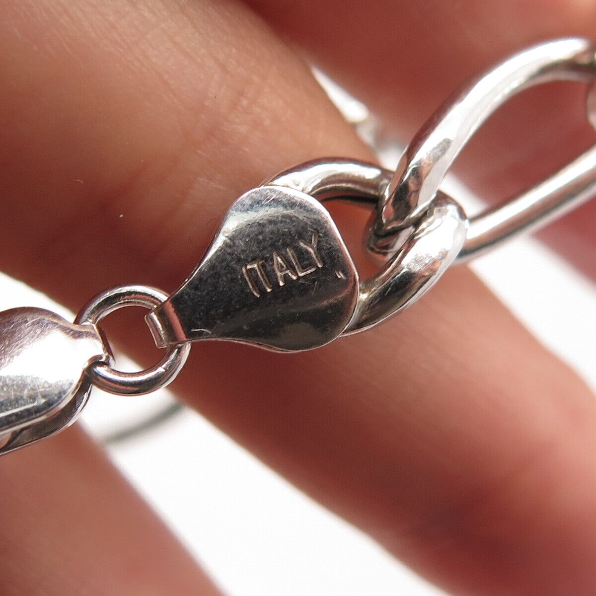 925 Sterling Silver Italy BSI Figaro Link Bracelet 8.5"