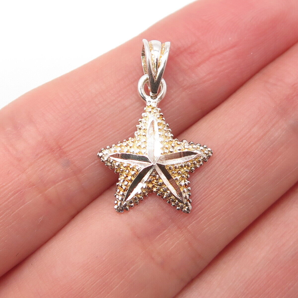 925 Sterling Silver Vintage Starfish Textured Pendant