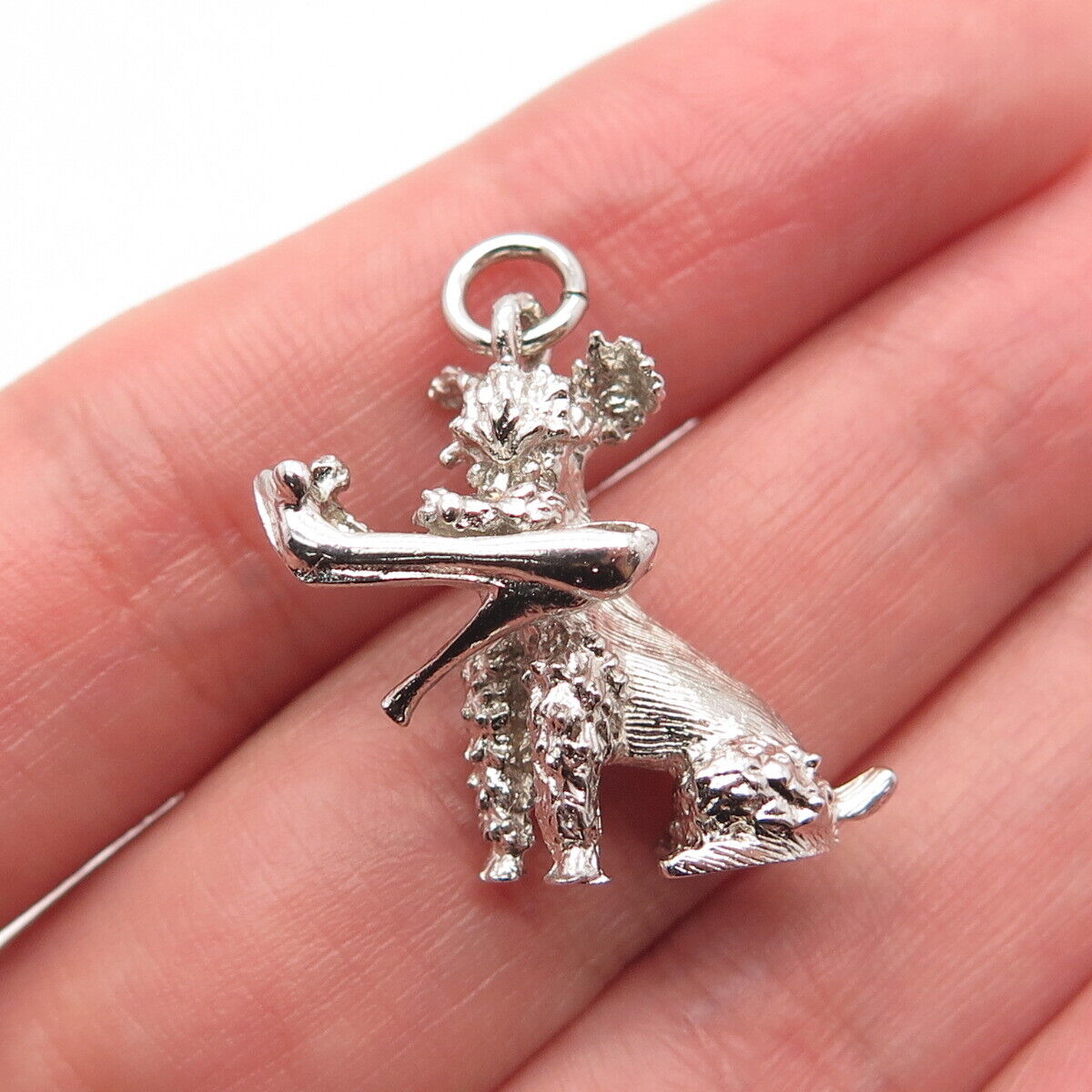 925 Sterling Silver Vintage Old Stock Glass Dog w/ Shoe Pendant