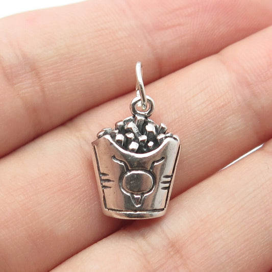 925 Sterling Silver Vintage Shube French Fries Charm Pendant