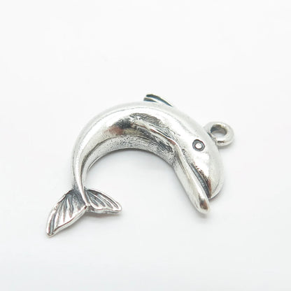 925 Sterling Silver Vintage Friendly Dolphin Pendant