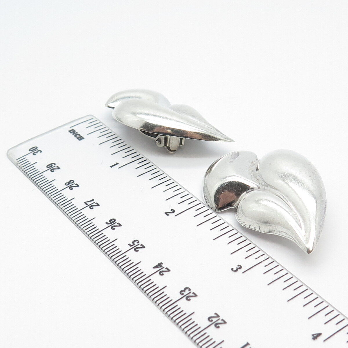 925 Sterling Silver Vintage Mexico Modernist Ribbed Clip On Earrings