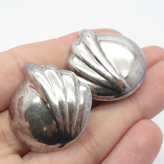 925 Sterling Silver Vintage Shell Clip On Earrings