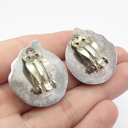 925 Sterling Silver Vintage Shell Clip On Earrings