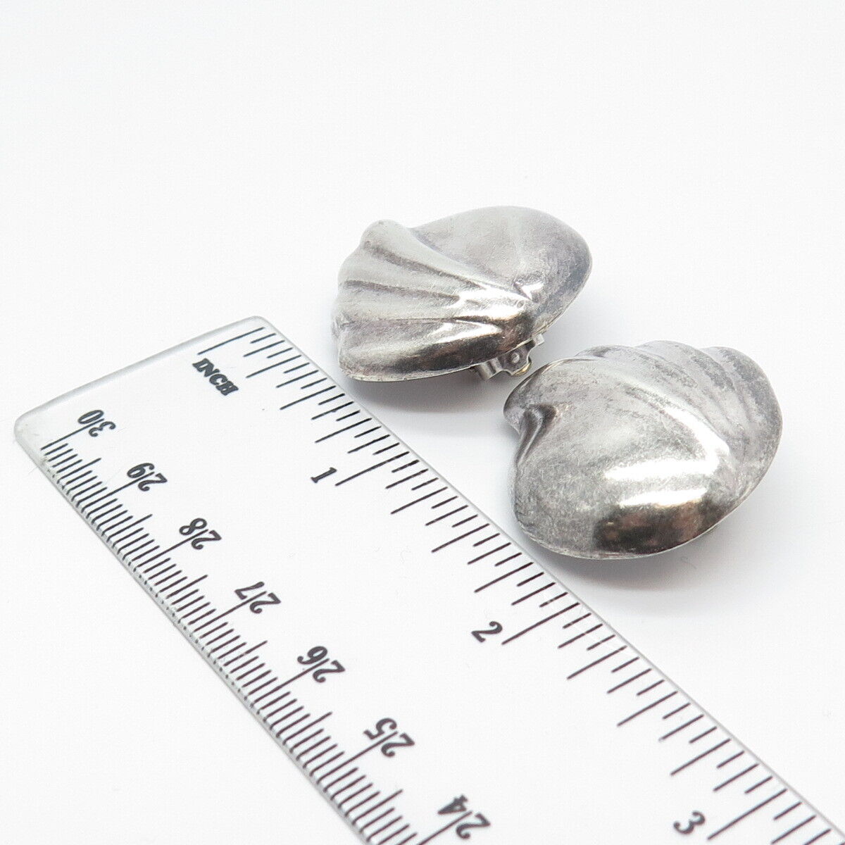 925 Sterling Silver Vintage Shell Clip On Earrings