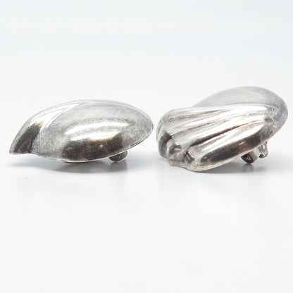 925 Sterling Silver Vintage Shell Clip On Earrings