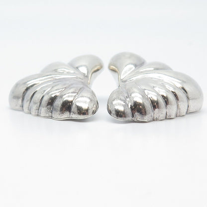 925 Sterling Silver Vintage Mexico Shell Wide Clip On Earrings