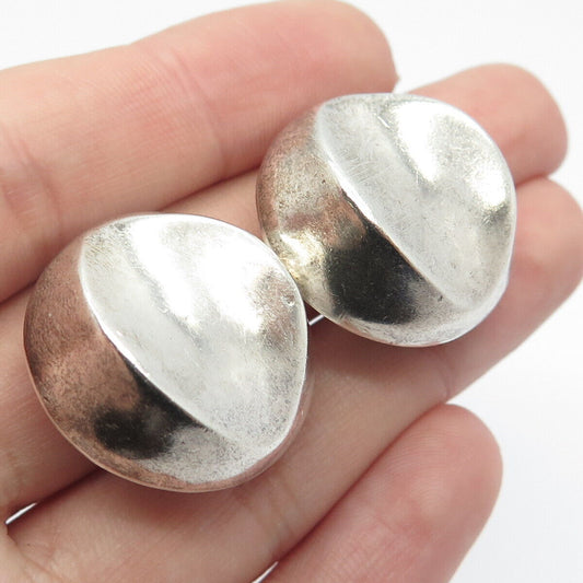 925 Sterling Silver Vintage Mexico Abstract Clip On Earrings