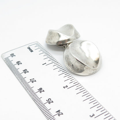 925 Sterling Silver Vintage Mexico Abstract Clip On Earrings