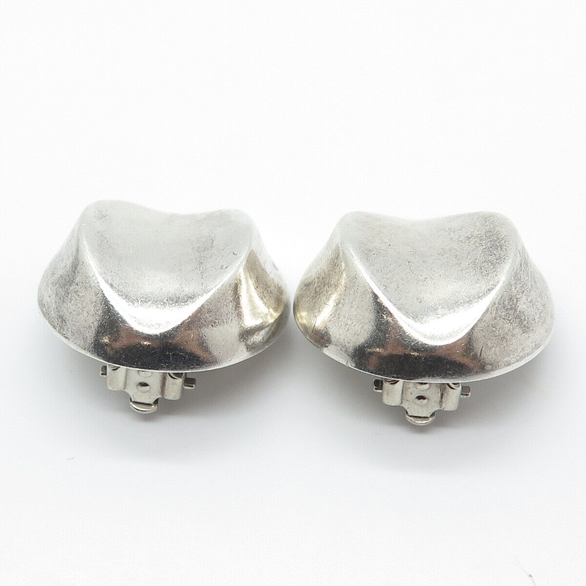 925 Sterling Silver Vintage Mexico Abstract Clip On Earrings