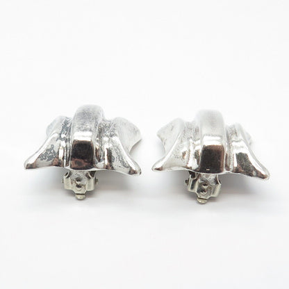 925 Sterling Silver Vintage Mexico Modernist Square Clip On Earrings