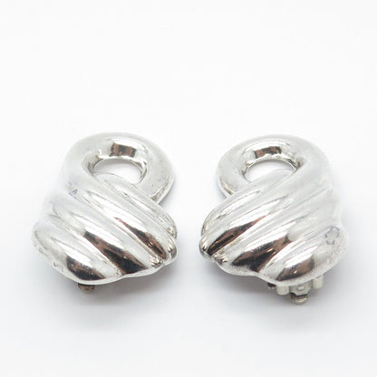 925 Sterling Silver Vintage Mexico Modernist Clip On Earrings