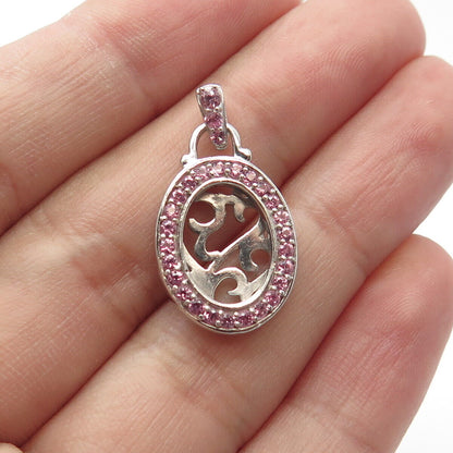 925 Sterling Silver Vintage SAI Real Pink Sapphire Picture Frame Pendant