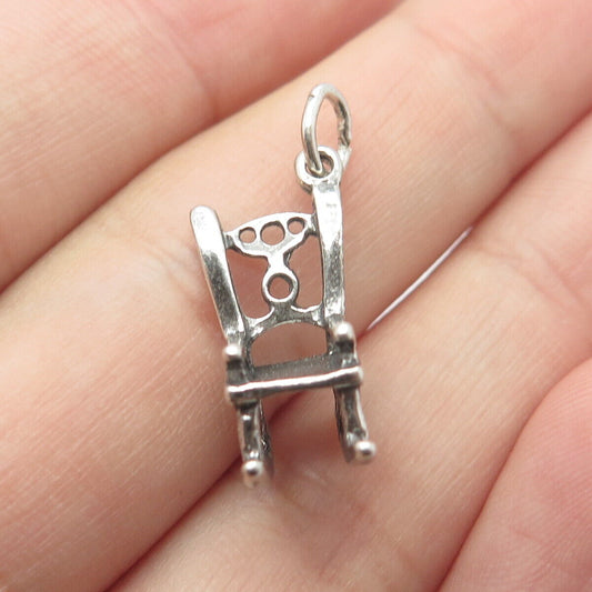 925 Sterling Silver Vintage Rocking Chair Charm Pendant