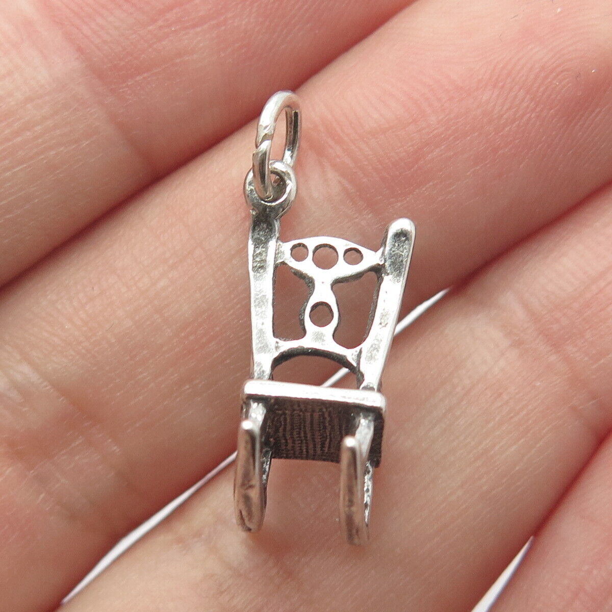 925 Sterling Silver Vintage Rocking Chair Charm Pendant