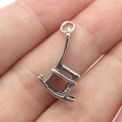 925 Sterling Silver Vintage Rocking Chair Charm Pendant