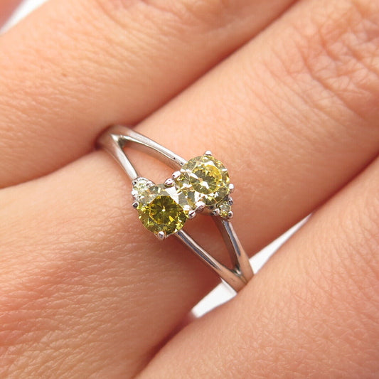 925 Sterling Silver Lemon C Z Ring Size 8