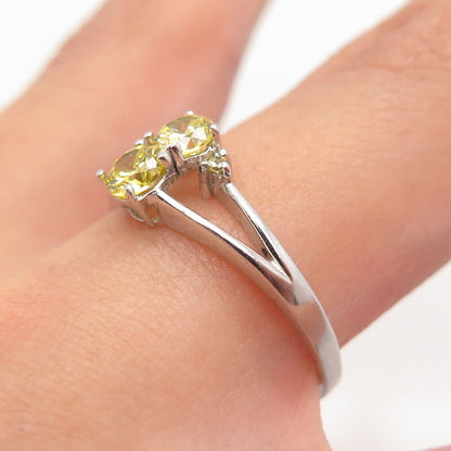 925 Sterling Silver Lemon C Z Ring Size 8