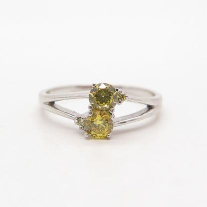 925 Sterling Silver Lemon C Z Ring Size 8