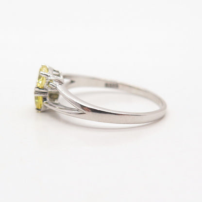 925 Sterling Silver Lemon C Z Ring Size 8