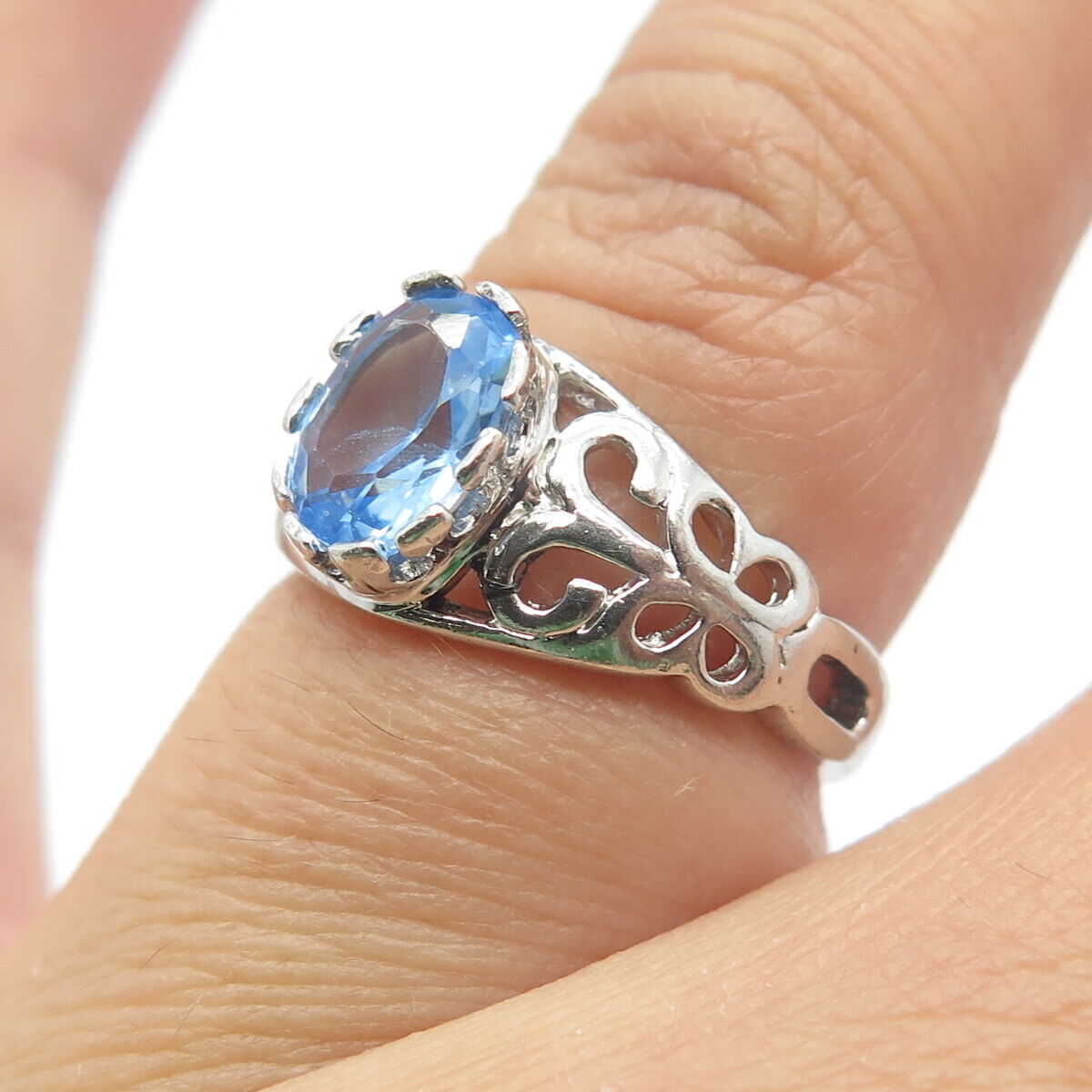 925 Sterling Silver Vintage Seta Blue C Z Butterfly Ring Size 6