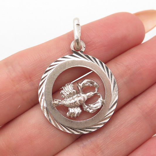 925 Sterling Silver Vintage Cancer Zodiac Sign Pendant