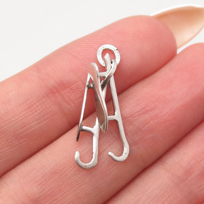 925 Sterling Silver Vintage Old Fashioned Ice Skates Charm Pendant