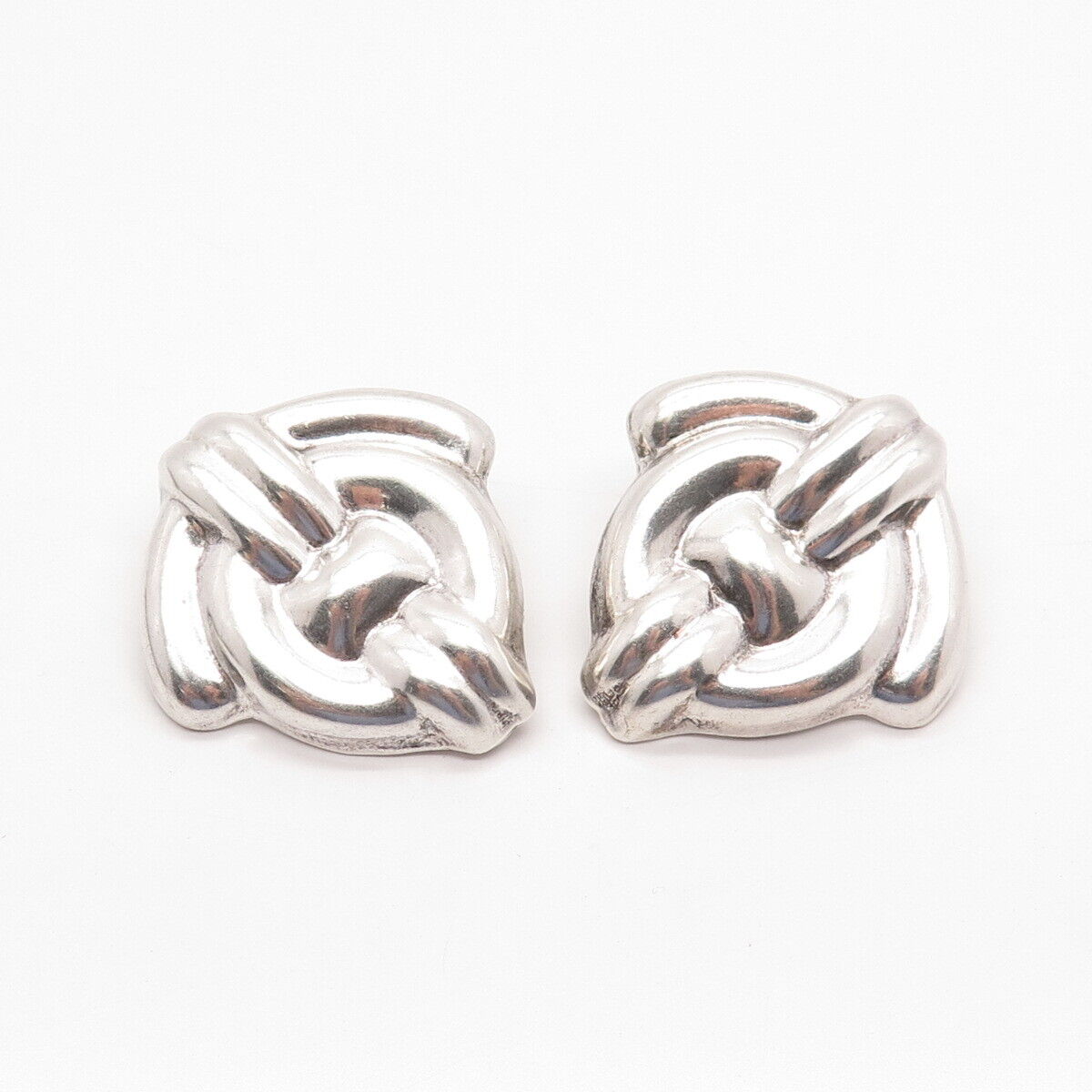 925 Sterling Silver Vintage Mexico Ribbed Clip On Earrings