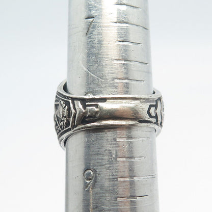 925 Sterling Silver Vintage Reed & Co. Glass Queens 1980 School Ring Size 8.25