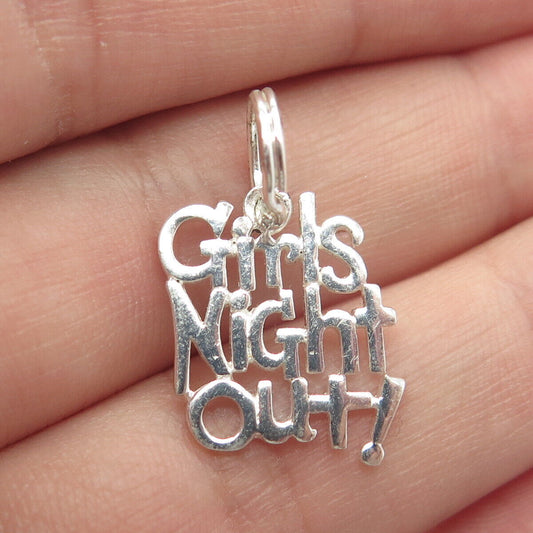 925 Sterling Silver Vintage "Girls Night Out!" Charm Pendant