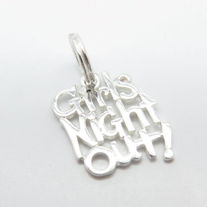 925 Sterling Silver Vintage "Girls Night Out!" Charm Pendant