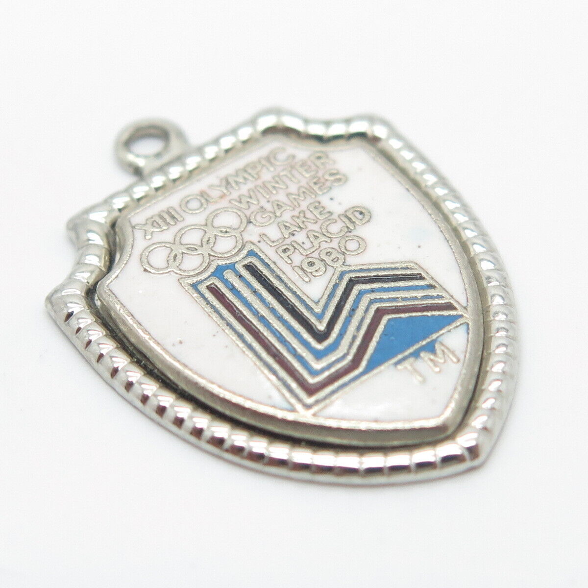 925 Sterling Silver Vintage Enamel "XIII Olympic Winter Games 1980" Pendant