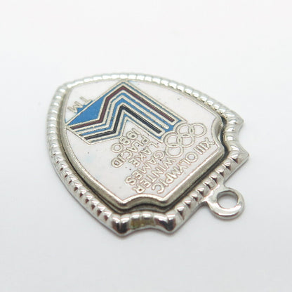 925 Sterling Silver Vintage Enamel "XIII Olympic Winter Games 1980" Pendant