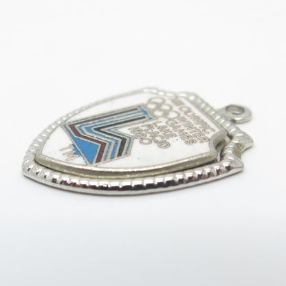 925 Sterling Silver Vintage Enamel "XIII Olympic Winter Games 1980" Pendant