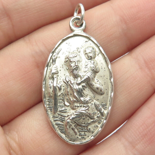 925 Sterling Silver Vintage Hayward St. Christopher Religious Pendant