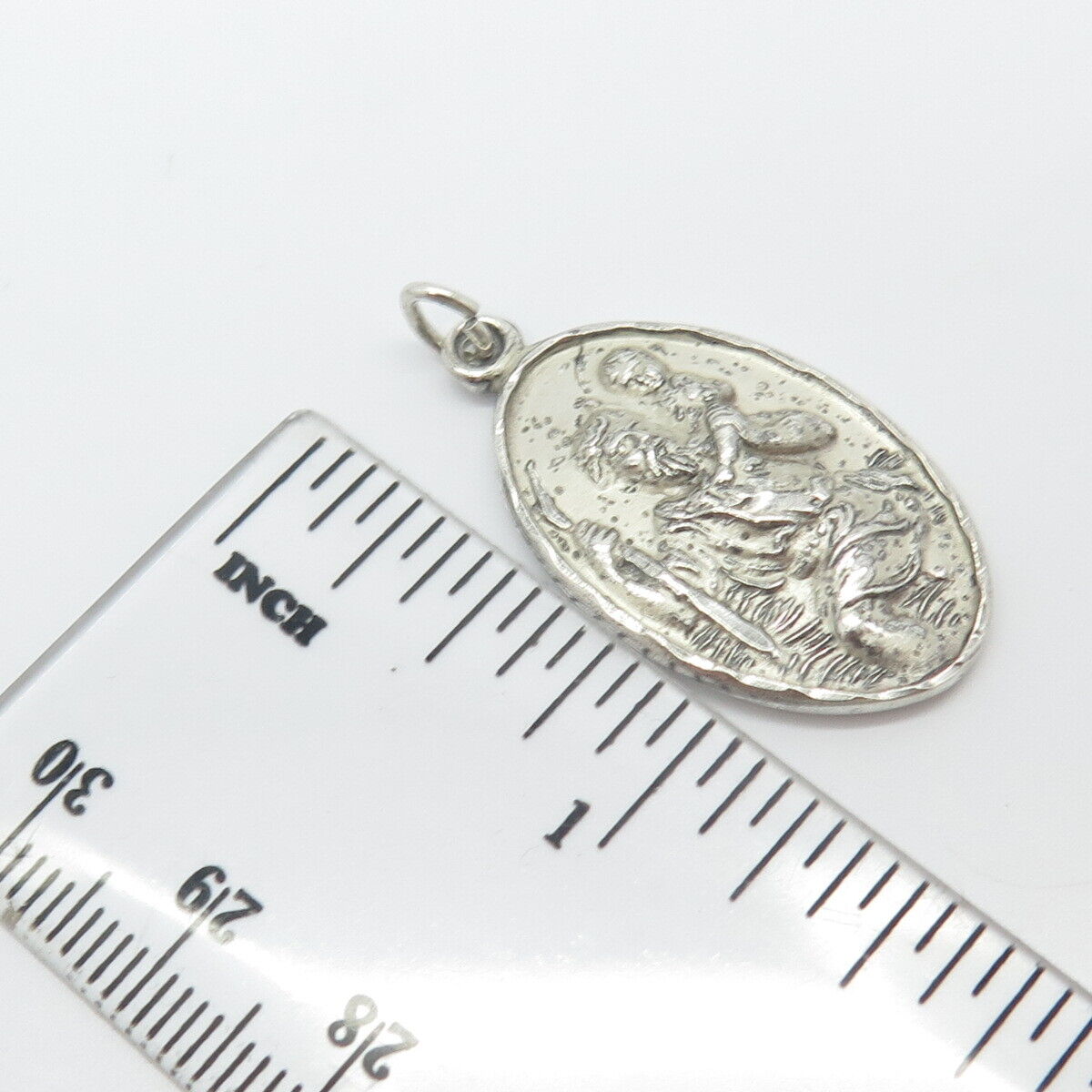 925 Sterling Silver Vintage Hayward St. Christopher Religious Pendant