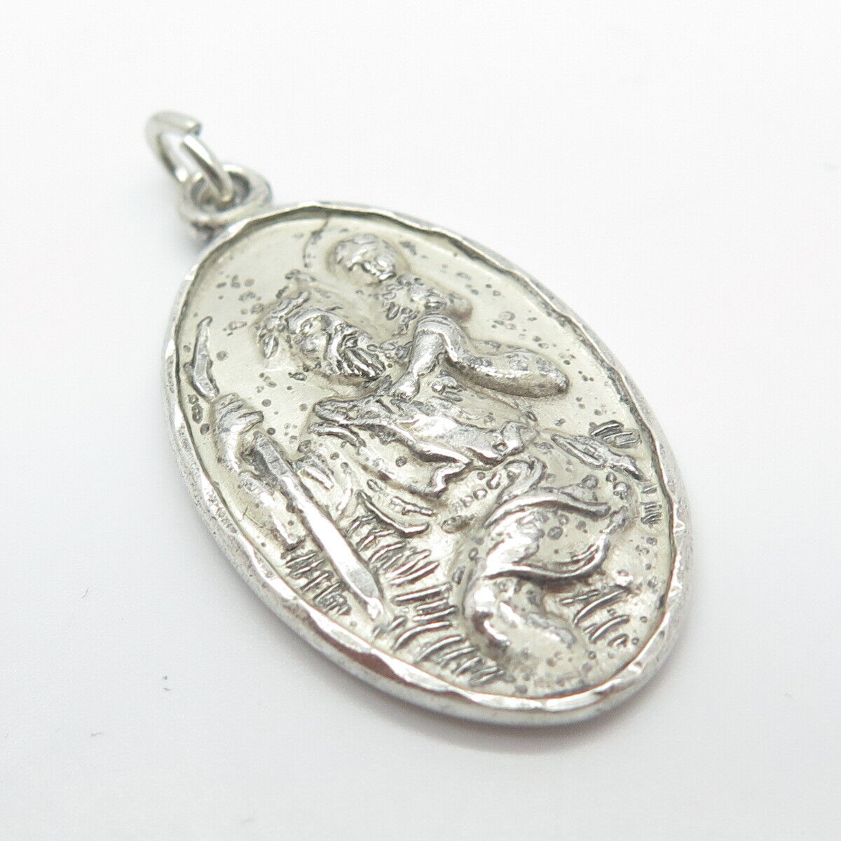 925 Sterling Silver Vintage Hayward St. Christopher Religious Pendant