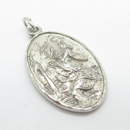 925 Sterling Silver Vintage Hayward St. Christopher Religious Pendant