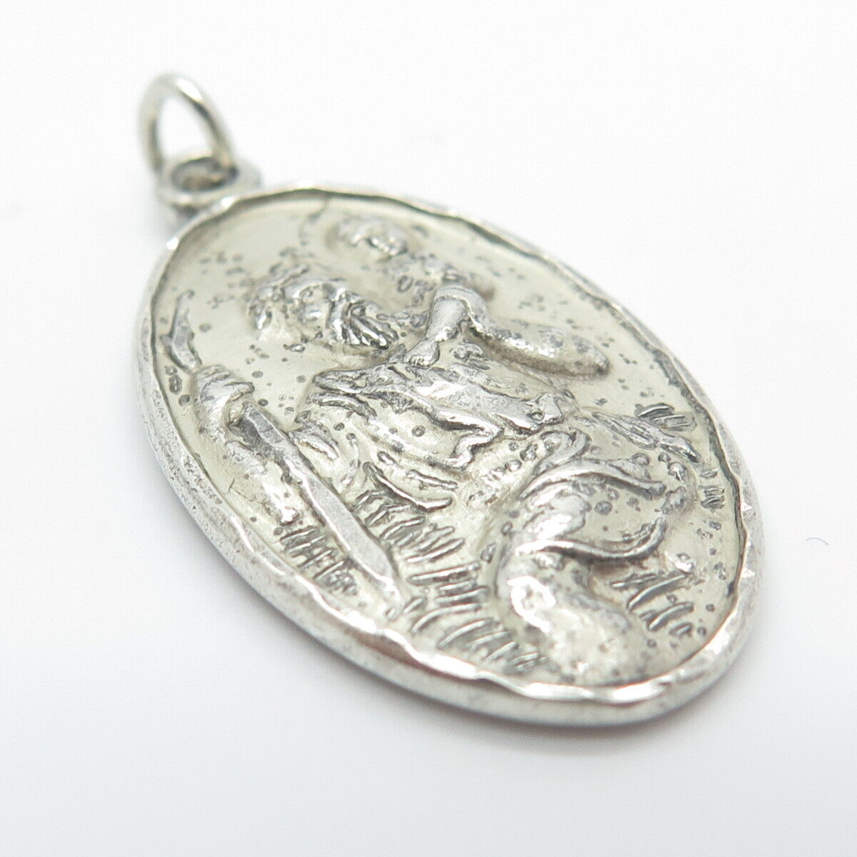 925 Sterling Silver Vintage Hayward St. Christopher Religious Pendant
