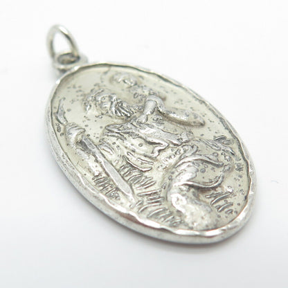925 Sterling Silver Vintage Hayward St. Christopher Religious Pendant