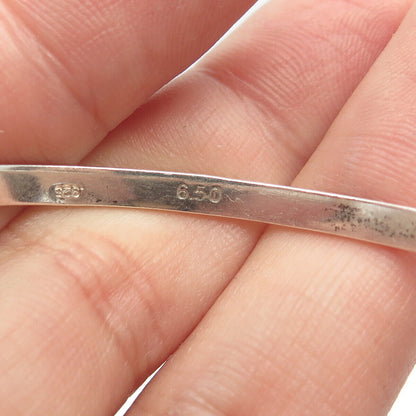 925 Sterling Silver / 14K Gold Vintage Double Heart Bangle Bracelet 6.5"