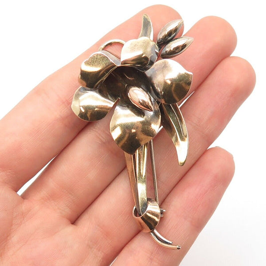 1/20 12K Gold Filled & Silver Vintage Carl Art Floral Pin Brooch