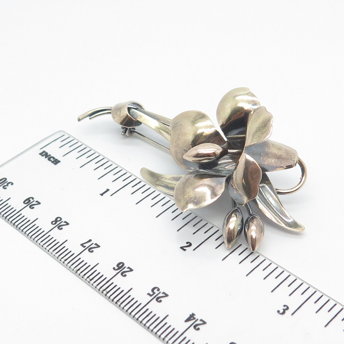 1/20 12K Gold Filled & Silver Vintage Carl Art Floral Pin Brooch