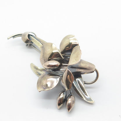 1/20 12K Gold Filled & Silver Vintage Carl Art Floral Pin Brooch